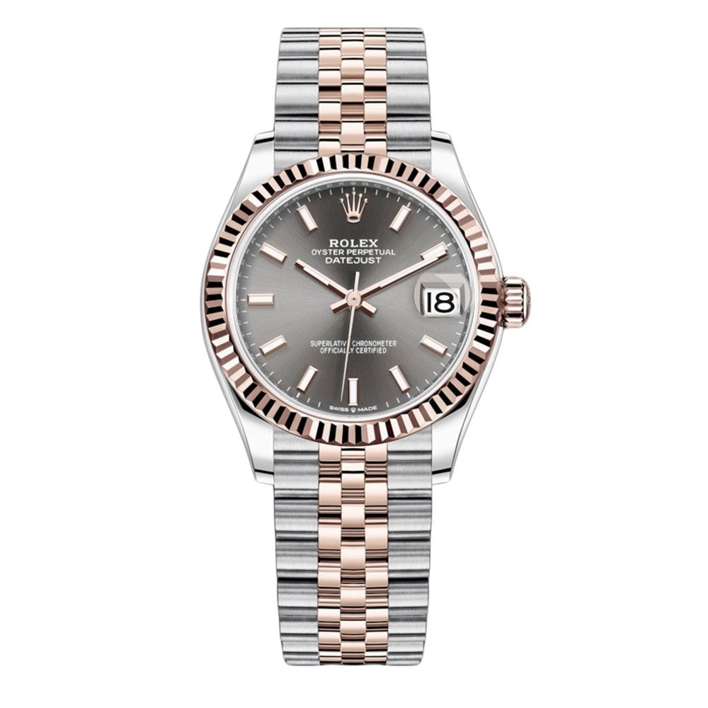 Rolex Date Just 31 278271, Steel & 18K Rose Gold, Slate Index Dial , 31MM - Avi & Co. 1