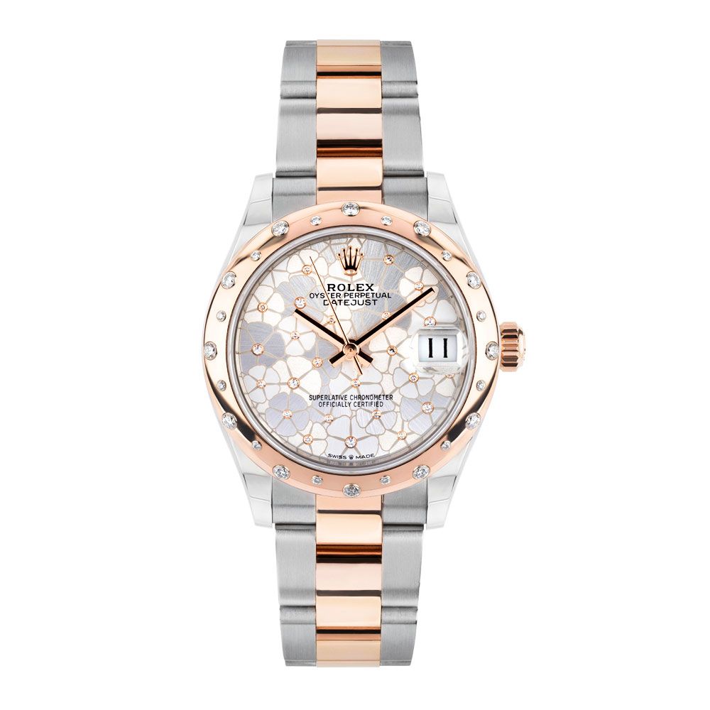 Shop Rolex Datejust 31 278341RBR, Oyster, Steel & 18K Rose Gold, Floral Motif Diamond Dial, 31 mm - Avi & Co. 1