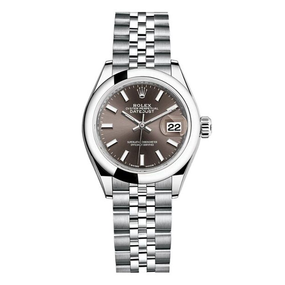 Rolex Lady-Datejust 279160, Jubilee, Steel, Dark Grey Index Dial - Avi & Co. 1