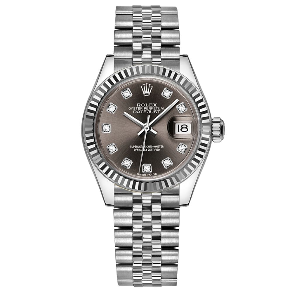 Rolex Lady-Datejust 279174, Jubilee, Steel, Dark Grey Diamond Dial - Avi & Co. 1