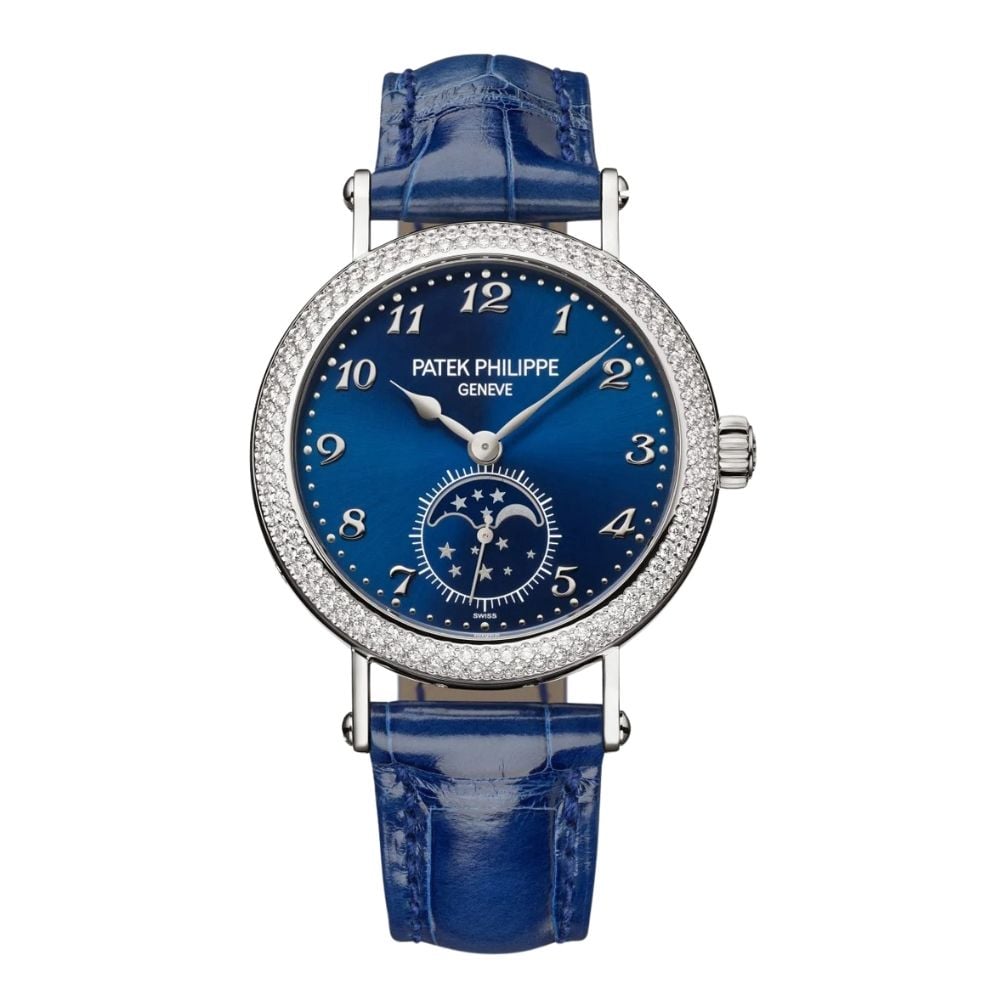 Patek Philippe Complications 7121/200G-001, Moon Phases, White Gold, Blue Dial, 33 mm - Avi & Co. 1