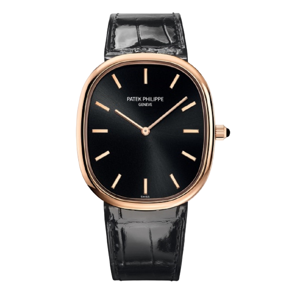 Patek Philippe Golden Ellipse 5738R-002, Rose Gold, Black Dial, 39 mm - Avi & Co. 1