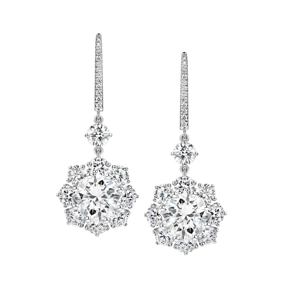 Avi & Co. Flower Drop Diamond Earrings