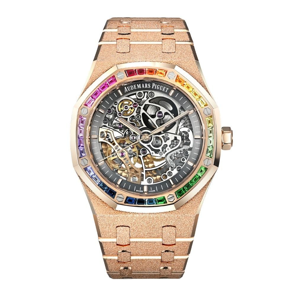 Audemars Piguet Royal Oak 15412OR, 18K Pink Gold, Rainbow, Openworked, 41 mm - Avi & Co. 1