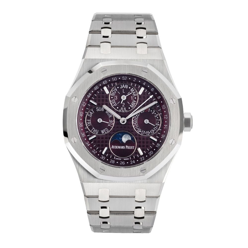 Audemars Piguet Royal Oak 26574BC, Perpetual Calendar, 18K White Gold, Burgundy Dial, 41 mm - Avi & Co. 1
