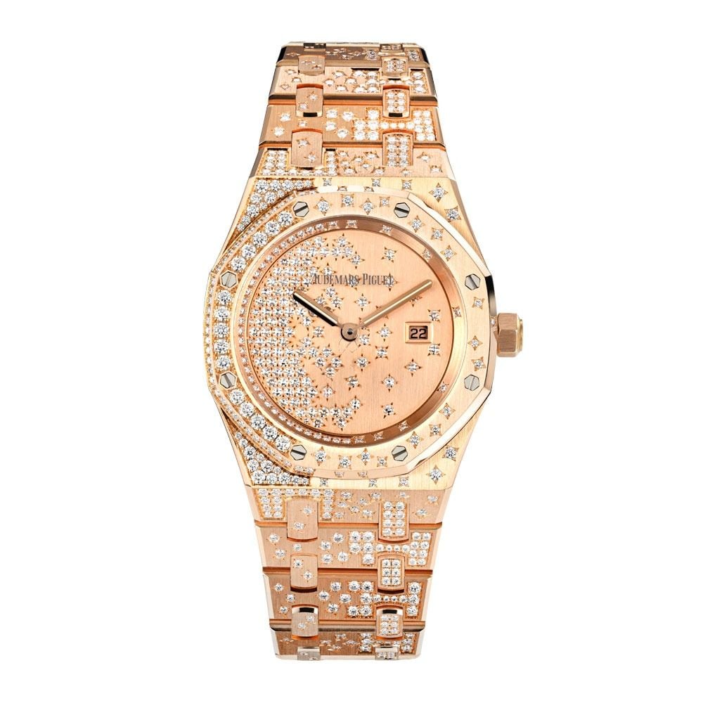 Audemars Piguet Royal Oak Rose Gold Factory Scattered Diamond Watch 67 - Avi & Co. 2