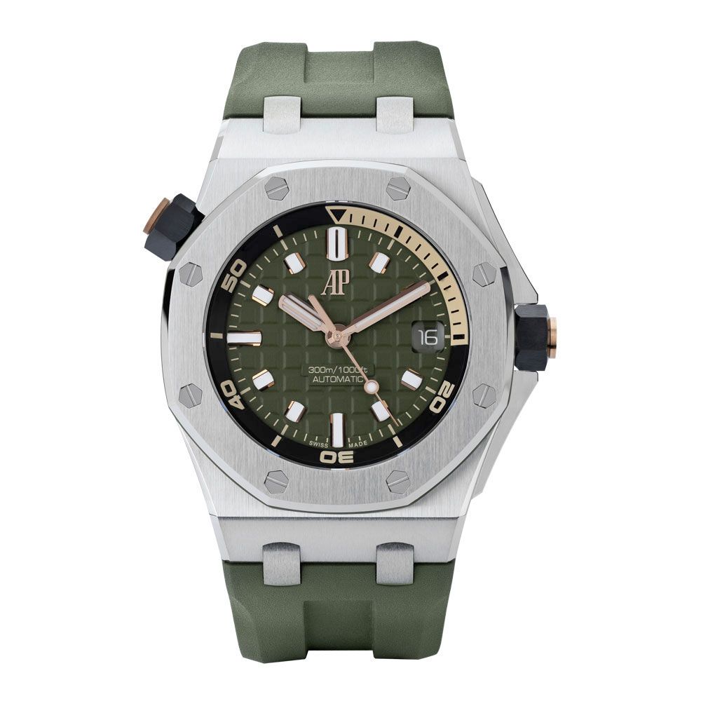 Audemars Piguet Royal Oak Offshore 15720ST, Steel, Green Index Dial - Avi & Co. 1