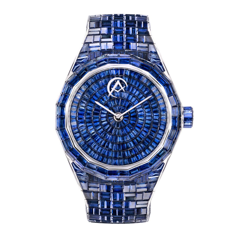 The Hue Blue Sapphire Watch, 108CT in 18K White Gold - Avi & Co. - Avi & Co. 1