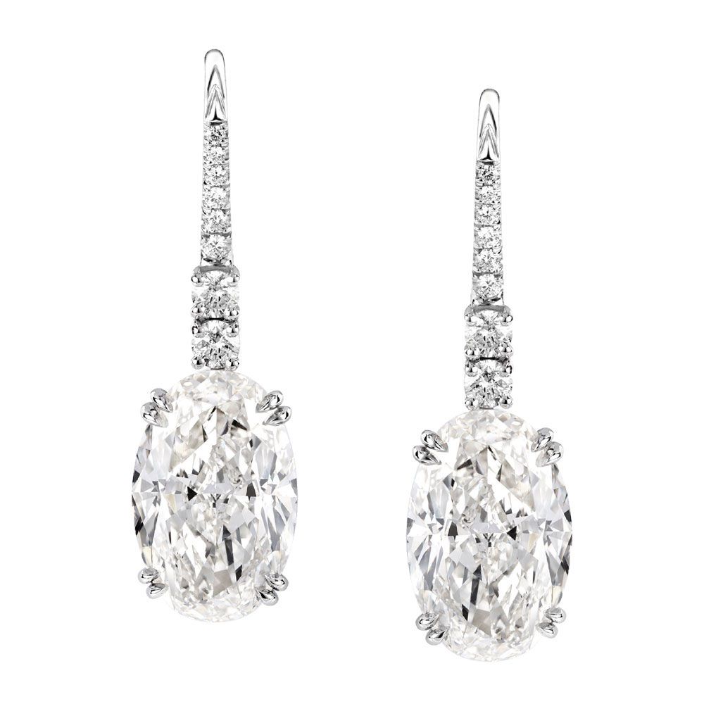Avi & Co. Fancy Shapes & Colors Collection, Platinum Oval Cut Diamond Drop Earrings, 14.61CT, GIA - Avi & Co. 1