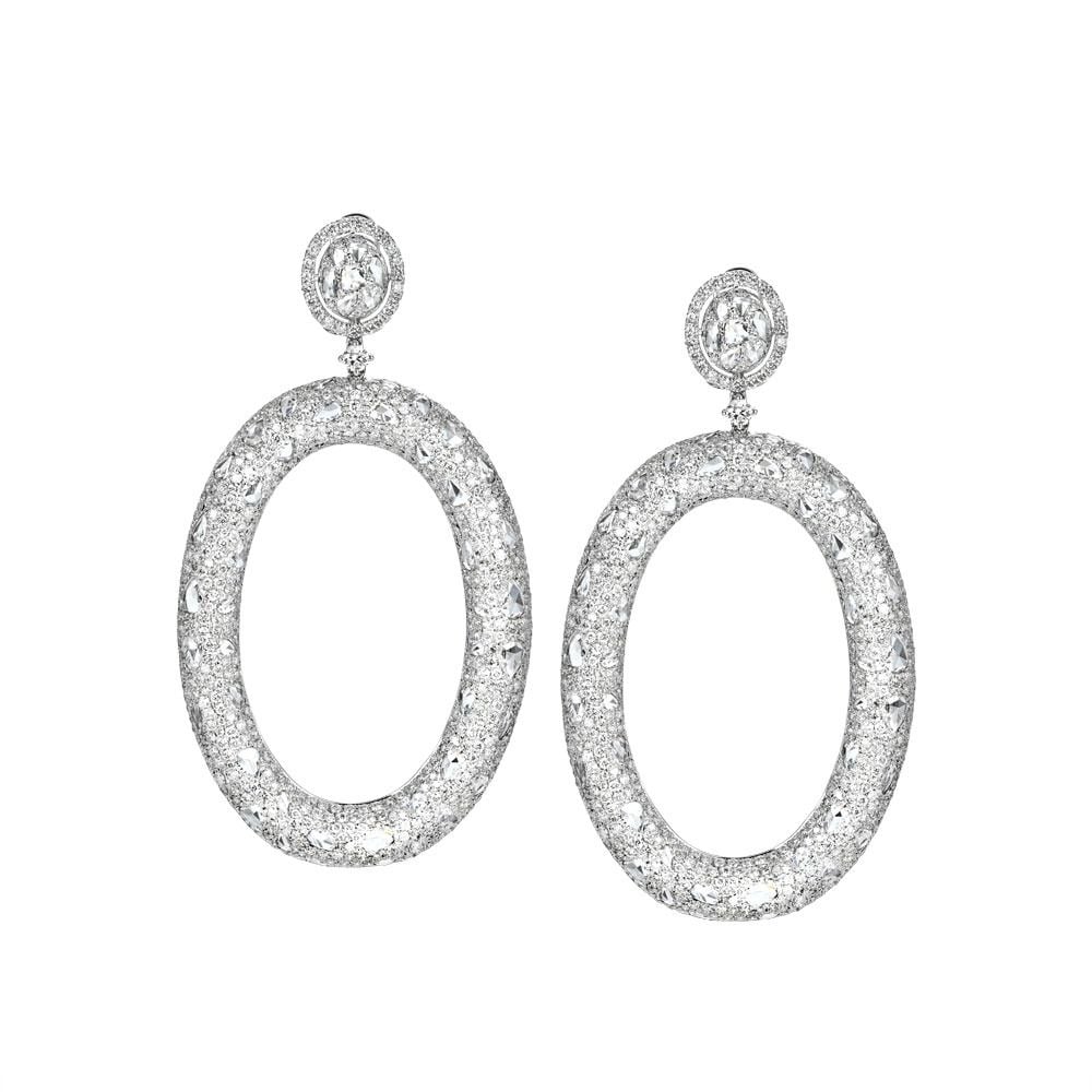 Avi & Co. Rose & Round Cut Diamond Drop Earrings