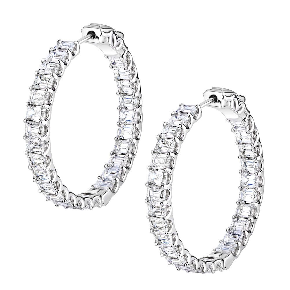 Avi & Co. Emerald Cut Diamond Hoop Earrings - Avi & Co. 1