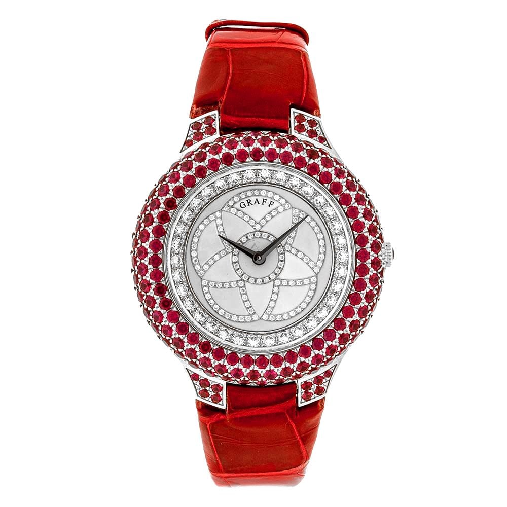 Graff Halo GHWGRMP, 18K White Gold, Ruby, MOP Pave Diamond Dial - Avi & Co. 1
