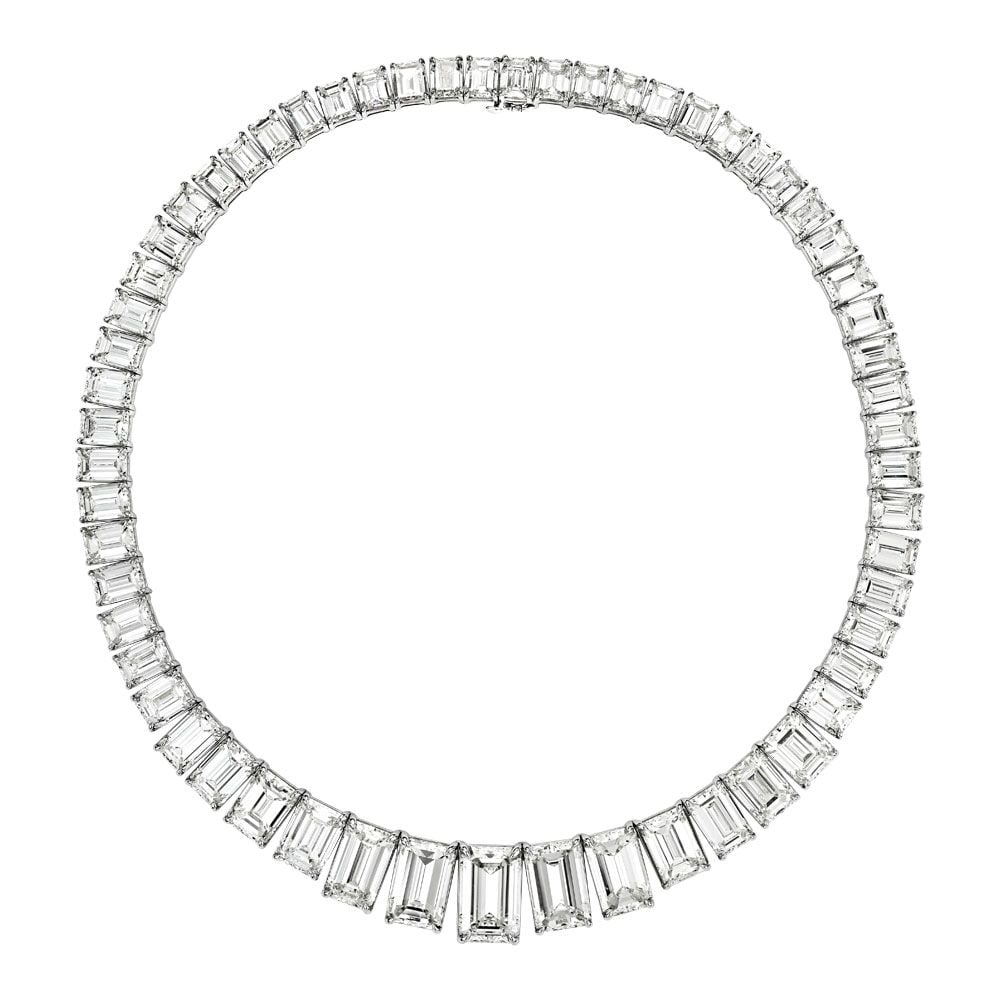 Avi & Co. Emerald Cut Diamond Graduated Necklace