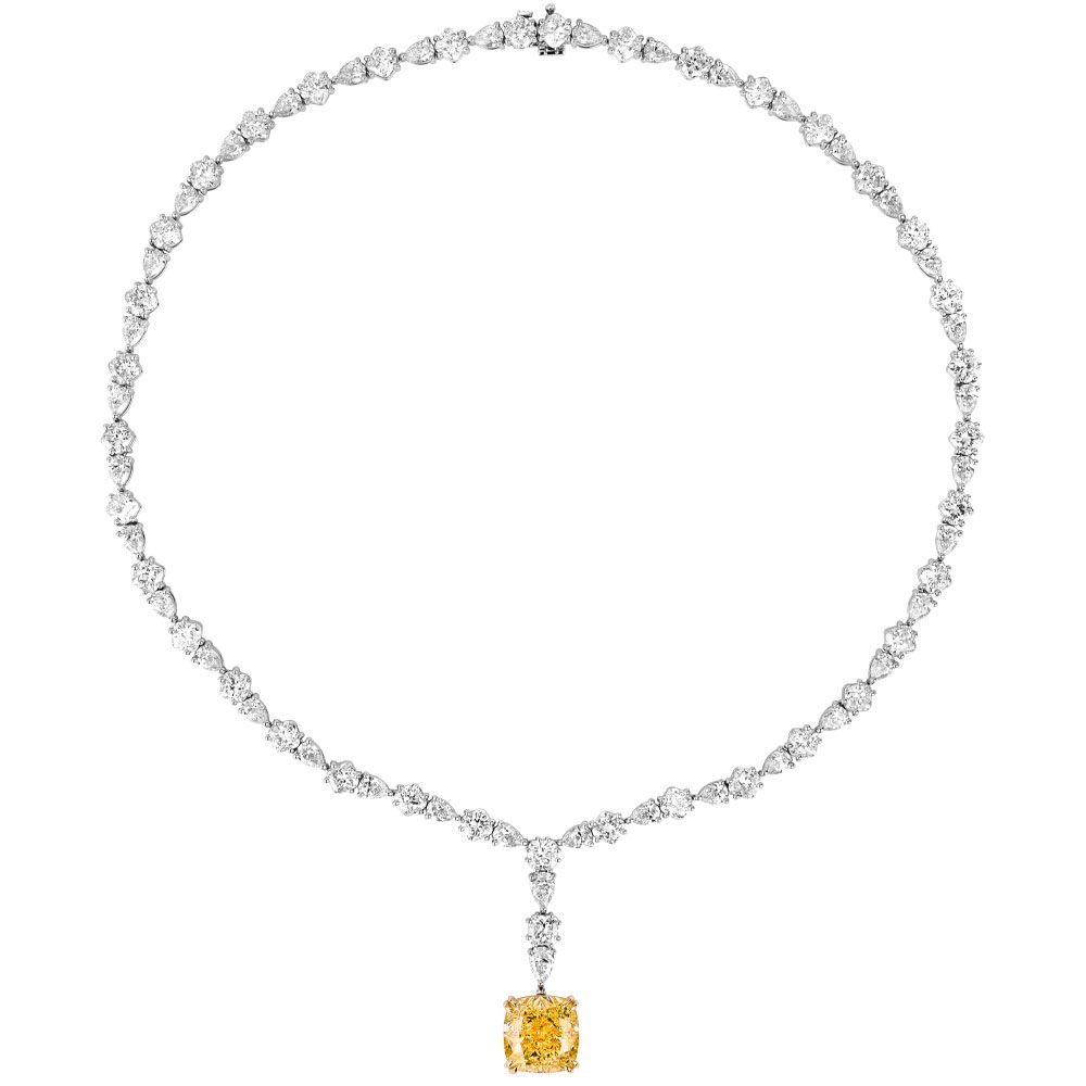 Avi & Co. Fancy Yellow Cushion Drop Diamond Necklace - Avi & Co. 1