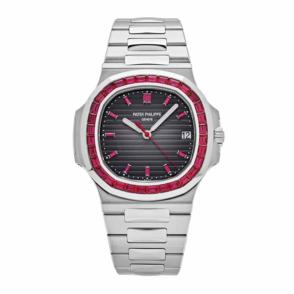 Patek Philippe Nautilus 5711/112P-001, Platinum, Ruby Bezel, Grey Dial, 40MM - Avi & Co. 1
