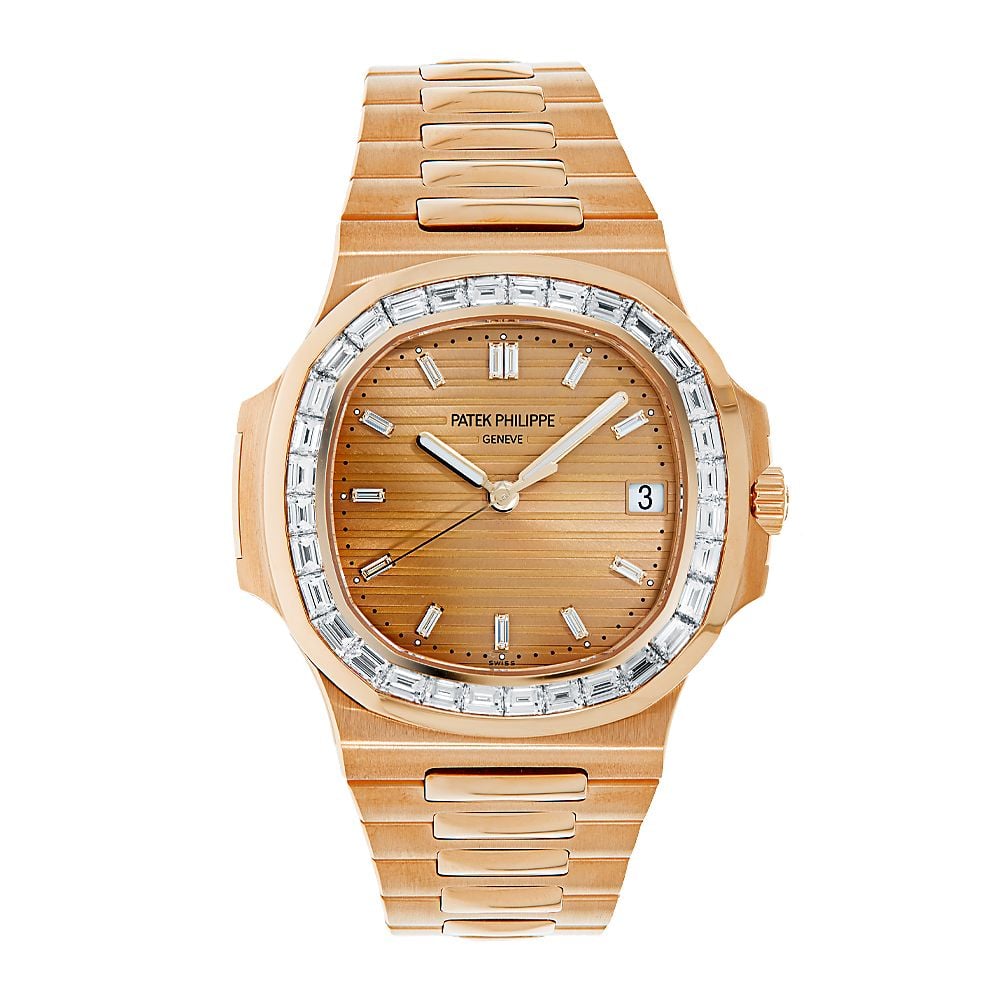 Patek Philippe Nautilus 5723/1R-001, 18K Rose Gold, Gold Dial, Diamond Bezel, 42 mm - Avi & Co. 1