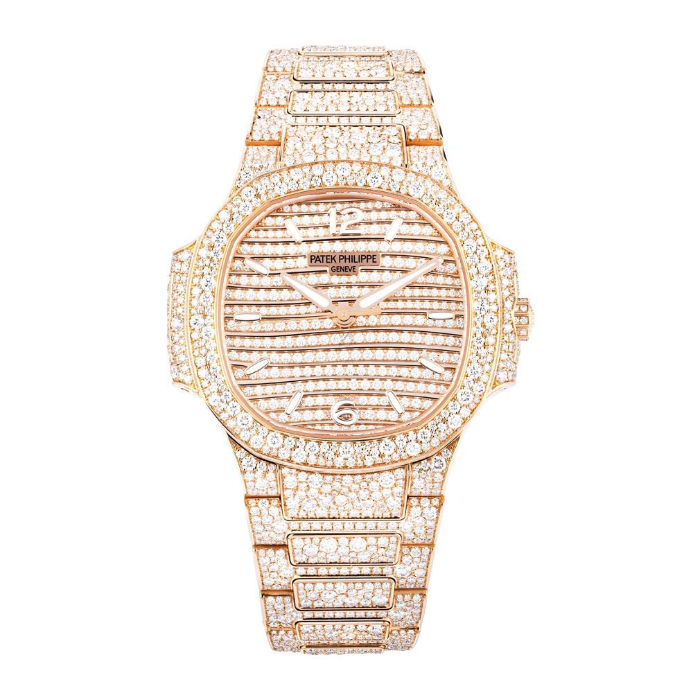 Patek Philippe Nautilus 7118/1450R-001, 18K Rose Gold, Pave Dial, 35 mm - Avi & Co. 1