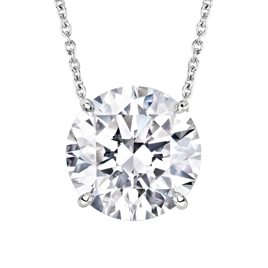 Avi & Co. Solitaire Jewelry, Platinum Round Solitaire Diamond Pendant, 14.05CT, GIA - Avi & Co. 1
