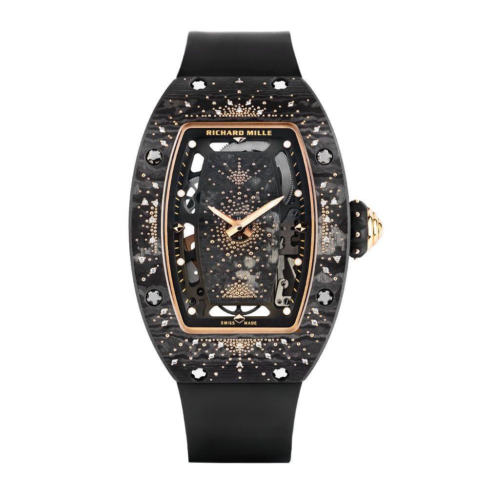 Richard Mille RM 07-01, Carbon TPT, 18K Rose Gold, Diamond Set, Skeletonised Dial, 47 mm - Avi & Co. 1