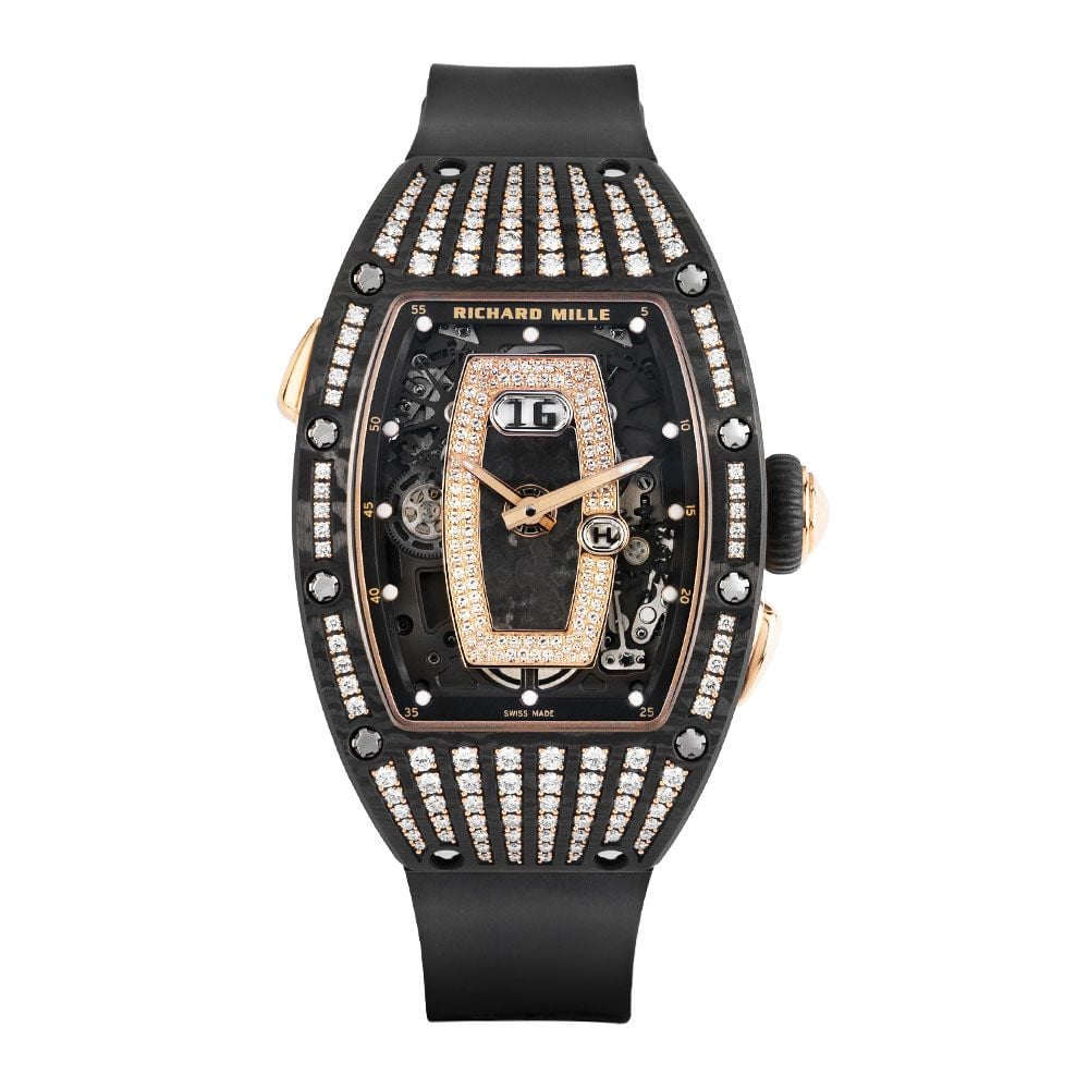 Richard Mille RM 037 Carbon & 18K Rose Gold, Skeleton Dial, 52 mm - Avi & Co. 1
