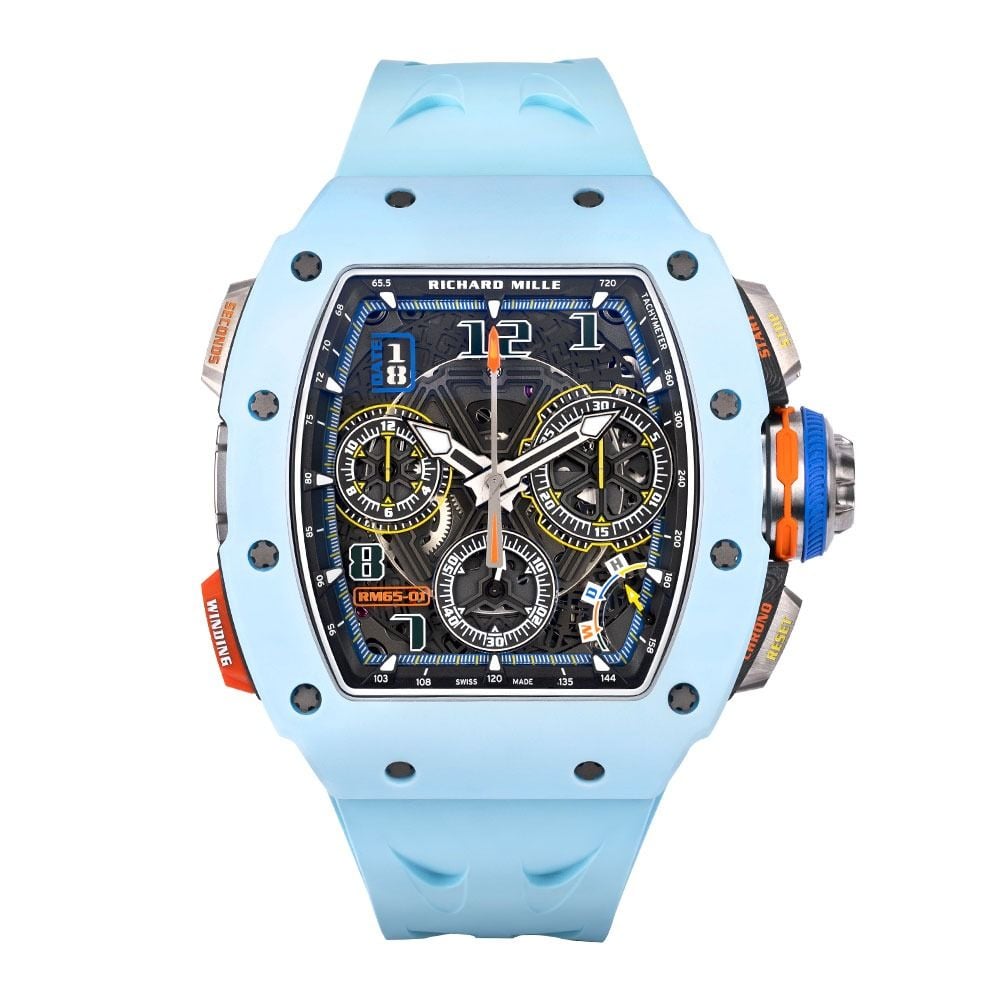 Richard Mille RM 65-01, Pastel Blue Quartz TPT Carbon, Skeleton Dial, 50 mm - Avi & Co. 1