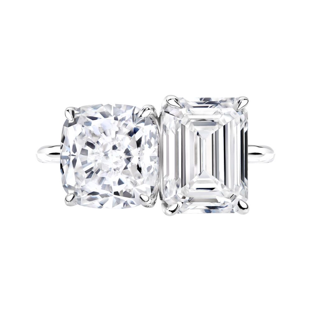 Avi & Co. Emerald and Cushion Cut Diamond Toi et Moi Ring - Avi & Co. 1