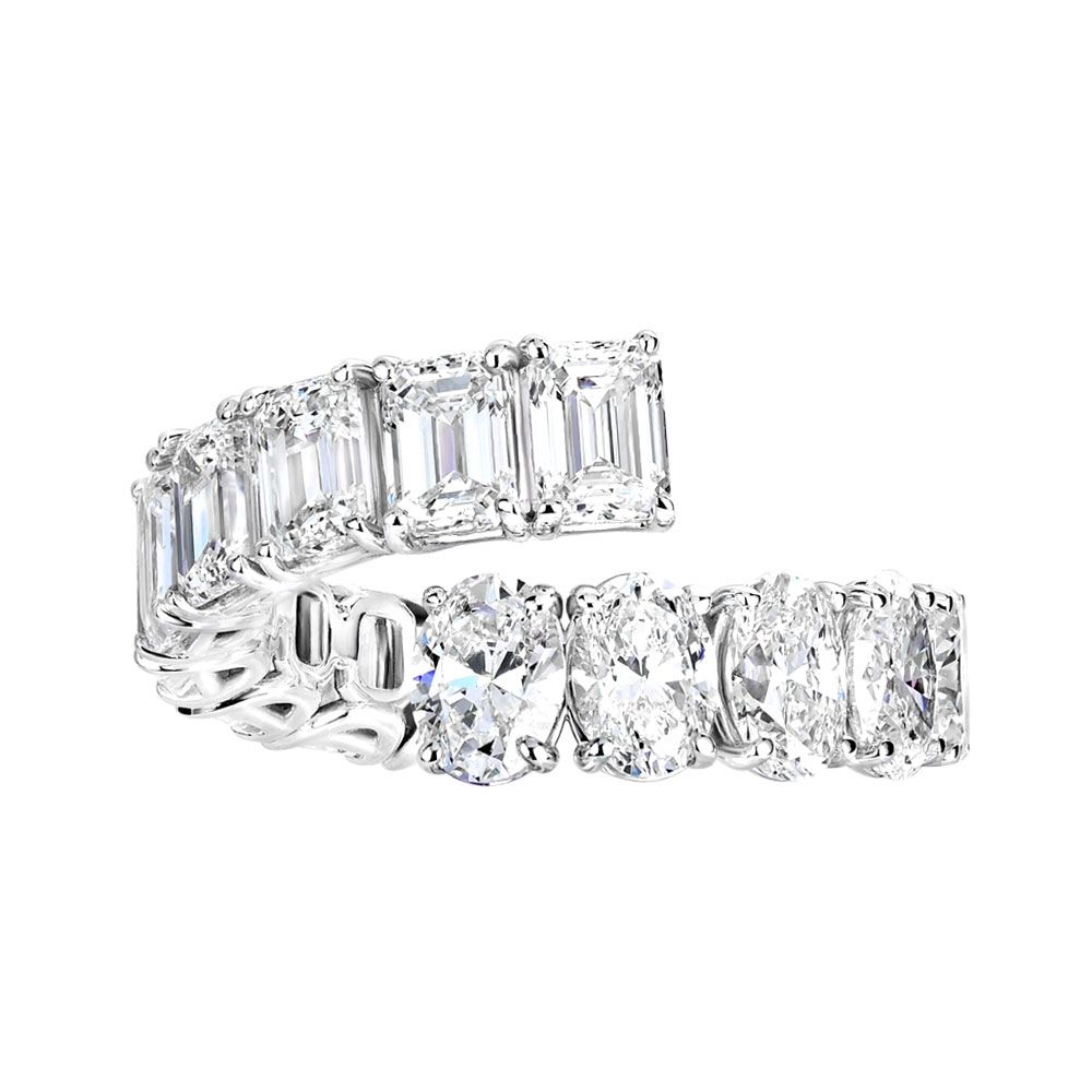 Avi & Co. Emerald & Oval Cut Diamond Bypass Ring