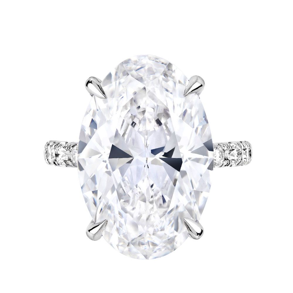 Avi & Co. Oval Cut Diamond Band Ring Platinum Oval Cut Center & Diamond Band Ring, C-10.06CT, S-1.25CT - Avi & Co. 1