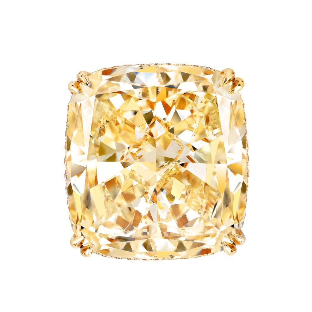 Avi & Co. Cushion Cut Fancy Yellow Diamond Pave Halo Ring - Avi & Co. 1