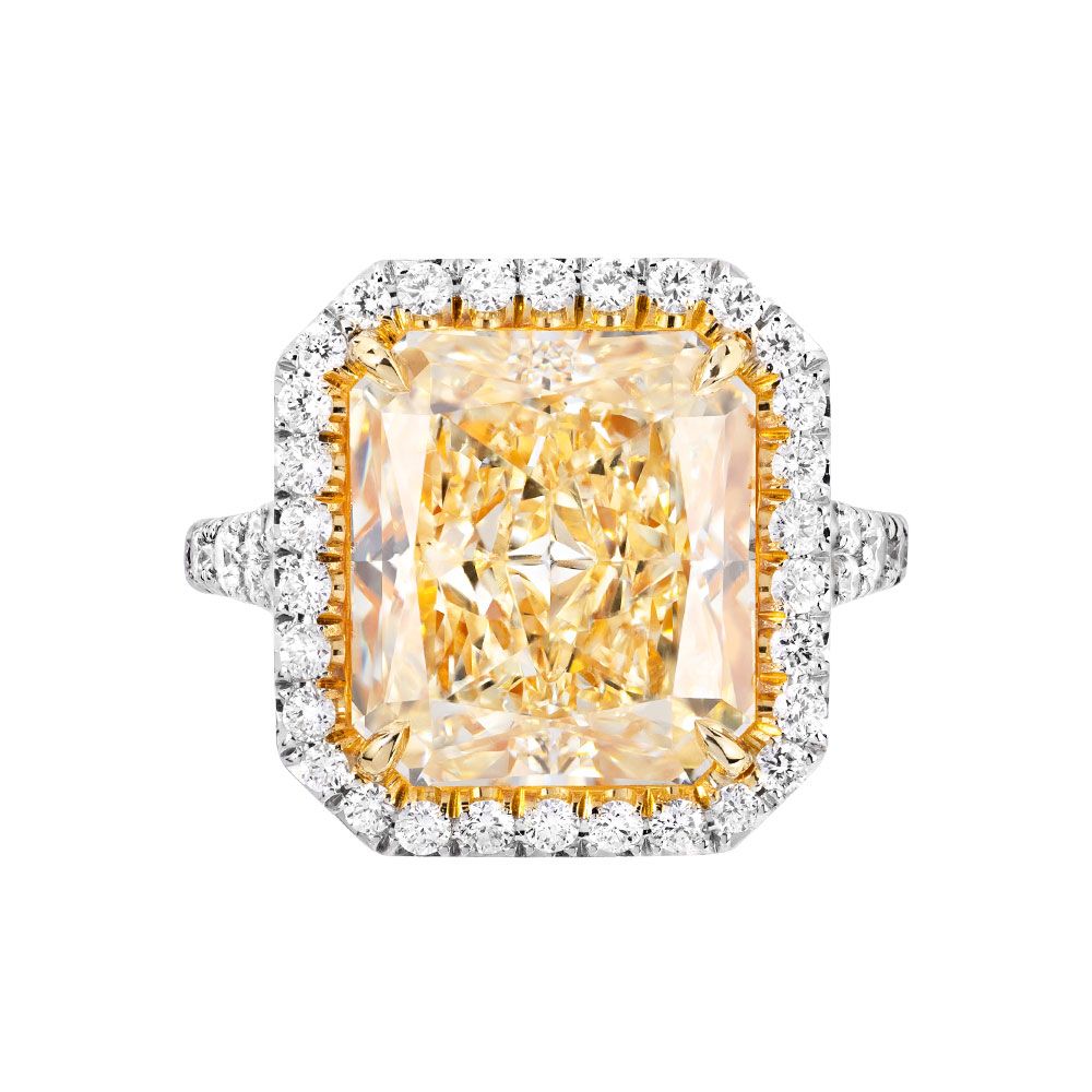Avi & Co. Radiant Cut Fancy Yellow Diamond Halo Ring - Avi & Co. 1