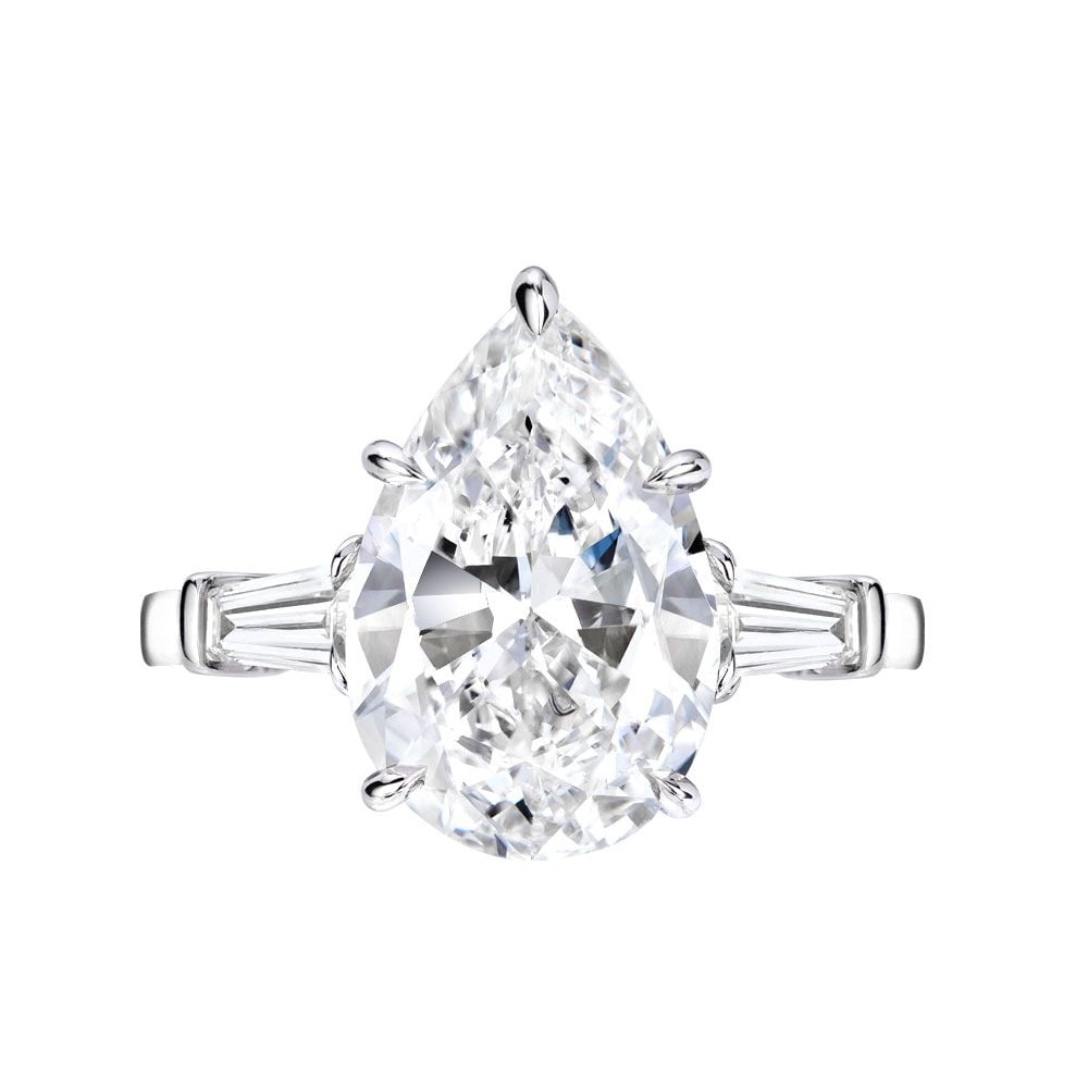 Avi & Co. Pear Cut & Baguette Diamond Ring Platinum C-4.50CT, S-.45CT - Avi & Co. 1