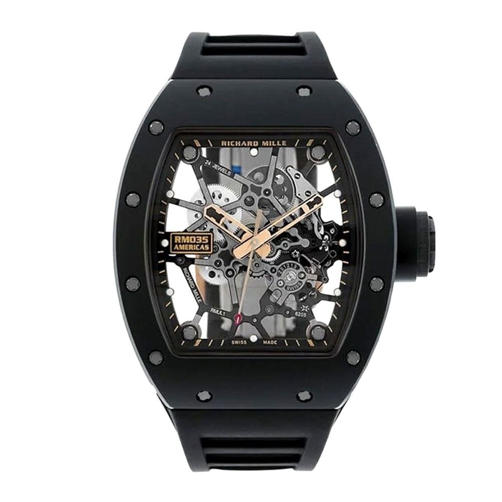 Richard Mille RM 035 RM035, Ceramic & 18K Rose Gold, "Americas Black Toro", Transparent Dial, 50 mm - Avi & Co. 1
