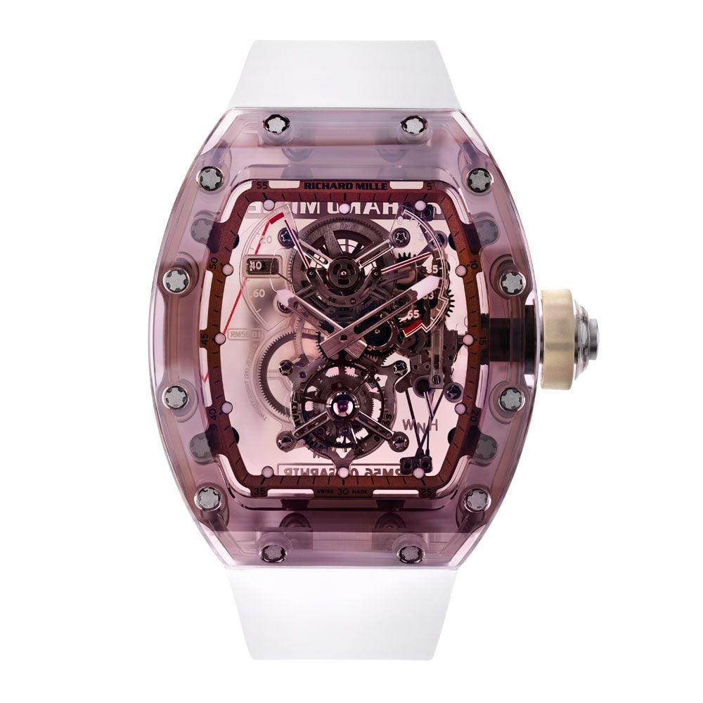Richard Mille RM 56-01, Tourbillon Brown Sapphire, Transparent Dial, 50 mm - Avi & Co. 1