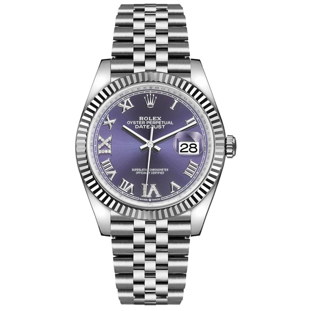 Shop Rolex Datejust 36 126234, Jubilee, Steel, Aubergine Purple Diamond, 36mm - Avi & Co. 1