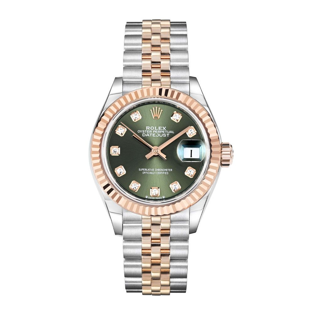 Rolex Datejust 28 279171, Steel & 18K Rose Gold, Green Diamond Dial, 28 mm - Avi & Co. 1