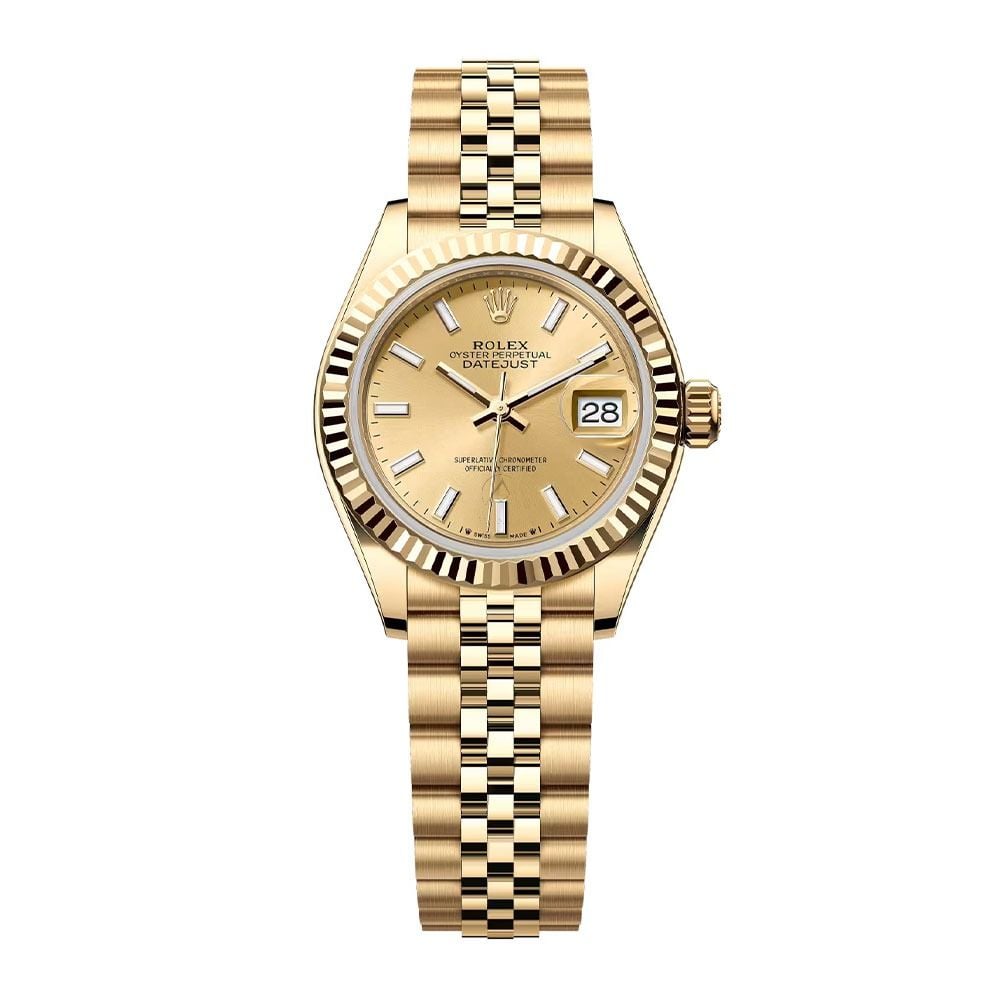 Rolex Lady-Datejust 279178, 18K Yellow Gold, Champagne Index Dial, 28 mm - Avi & Co. 1