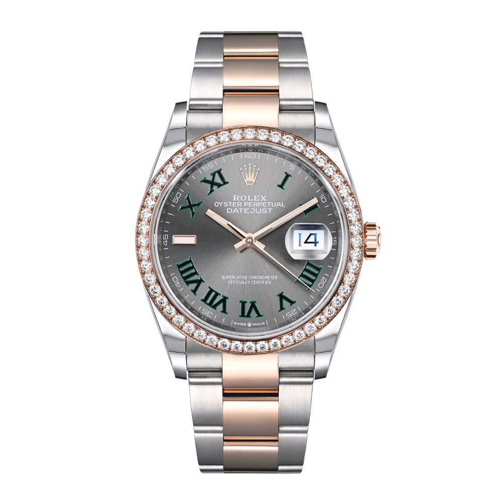 Shop Rolex Datejust 36 126281RBR, Jubilee, Steel & 18K Rose Gold, Wimbledon, 36mm - Avi & Co. 1