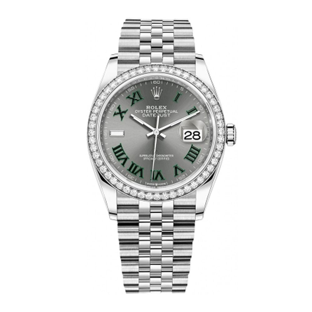 Shop Rolex Datejust 36 Jubilee Steel Olive Green Palm Motif Dial, 36 mm - Avi & Co. 1