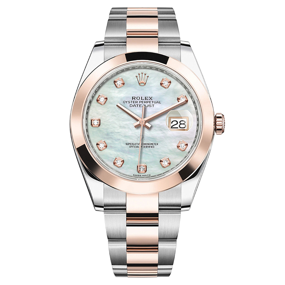 Rolex Datejust 126301 Oyster Steel & 18K Rose Gold MOP Diamond Dial, 41mm - Avi & Co. 1
