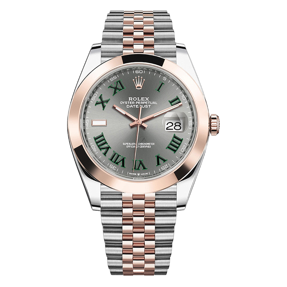 Rolex Datejust 126301 Jubilee Steel & 18K Rose Gold Wimbledon Dial 41mm - Avi & Co. 1