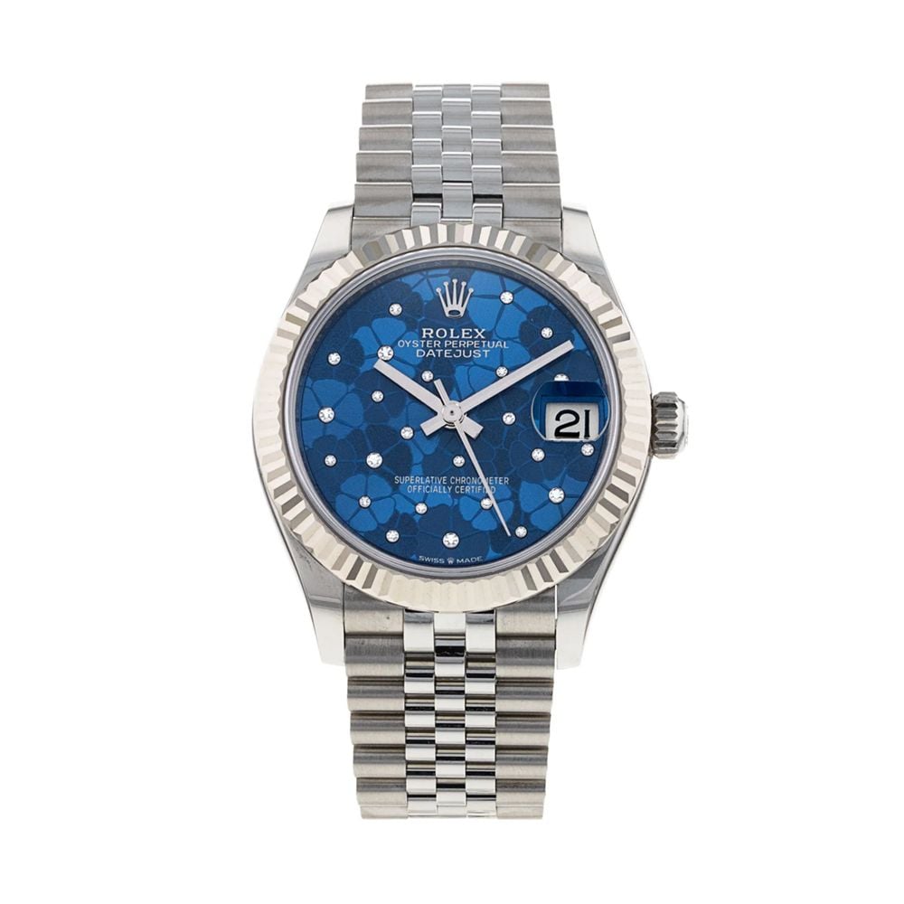 Rolex Lady-Datejust 278274, Steel, Azzurro Blue Floral Motif Dial, 31 mm - Avi & Co. 1