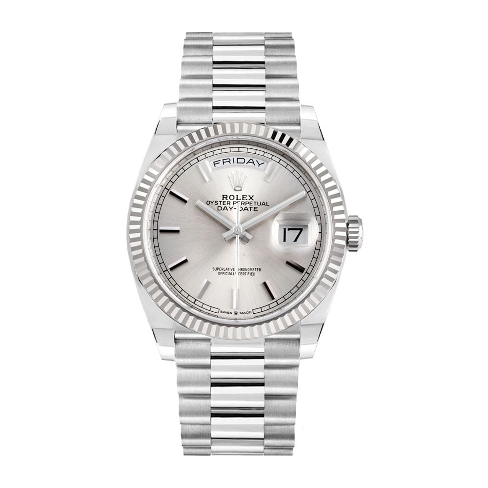 Rolex Daydate 36, 128239, 18K White Gold, Silver Index Dial, 36 mm - Avi & Co. 1