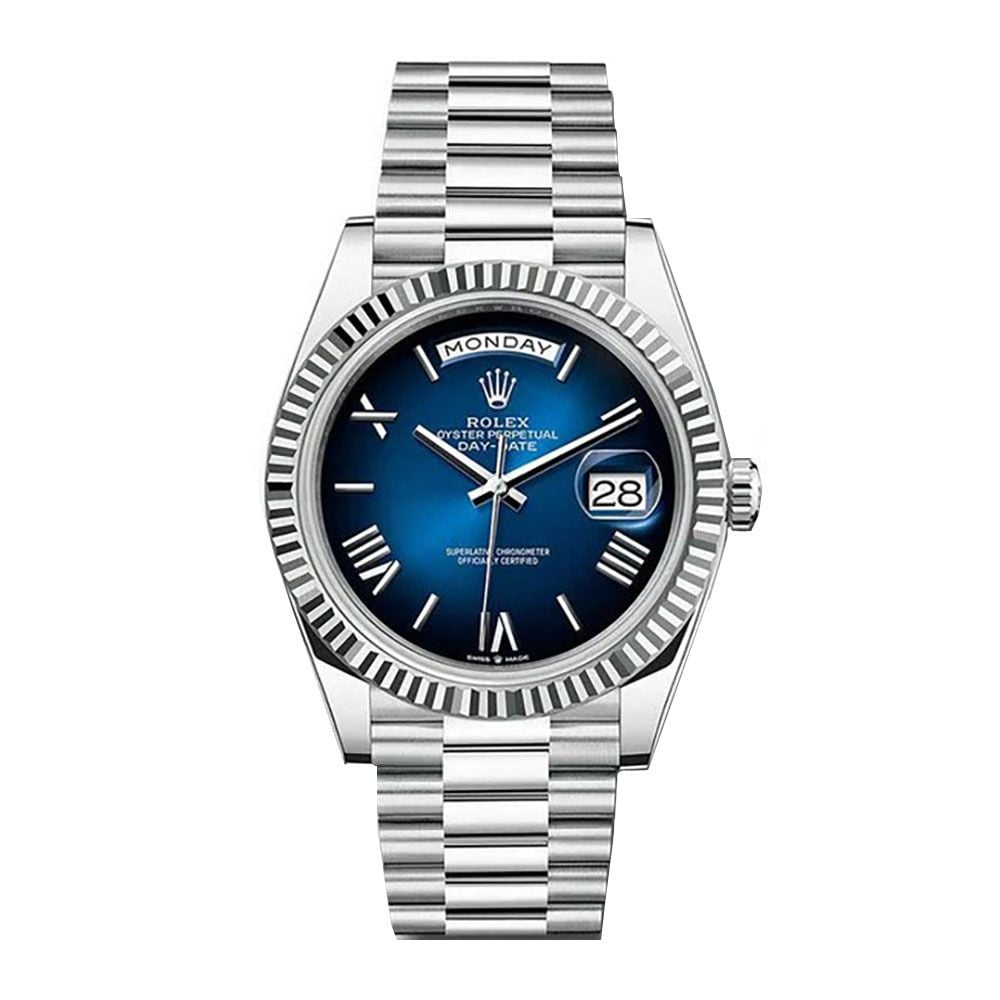 Rolex Day-Date 40 228236, President, Platinum, Rare Blue Ombre Roman Dial, 40 mm - Avi & Co. 1