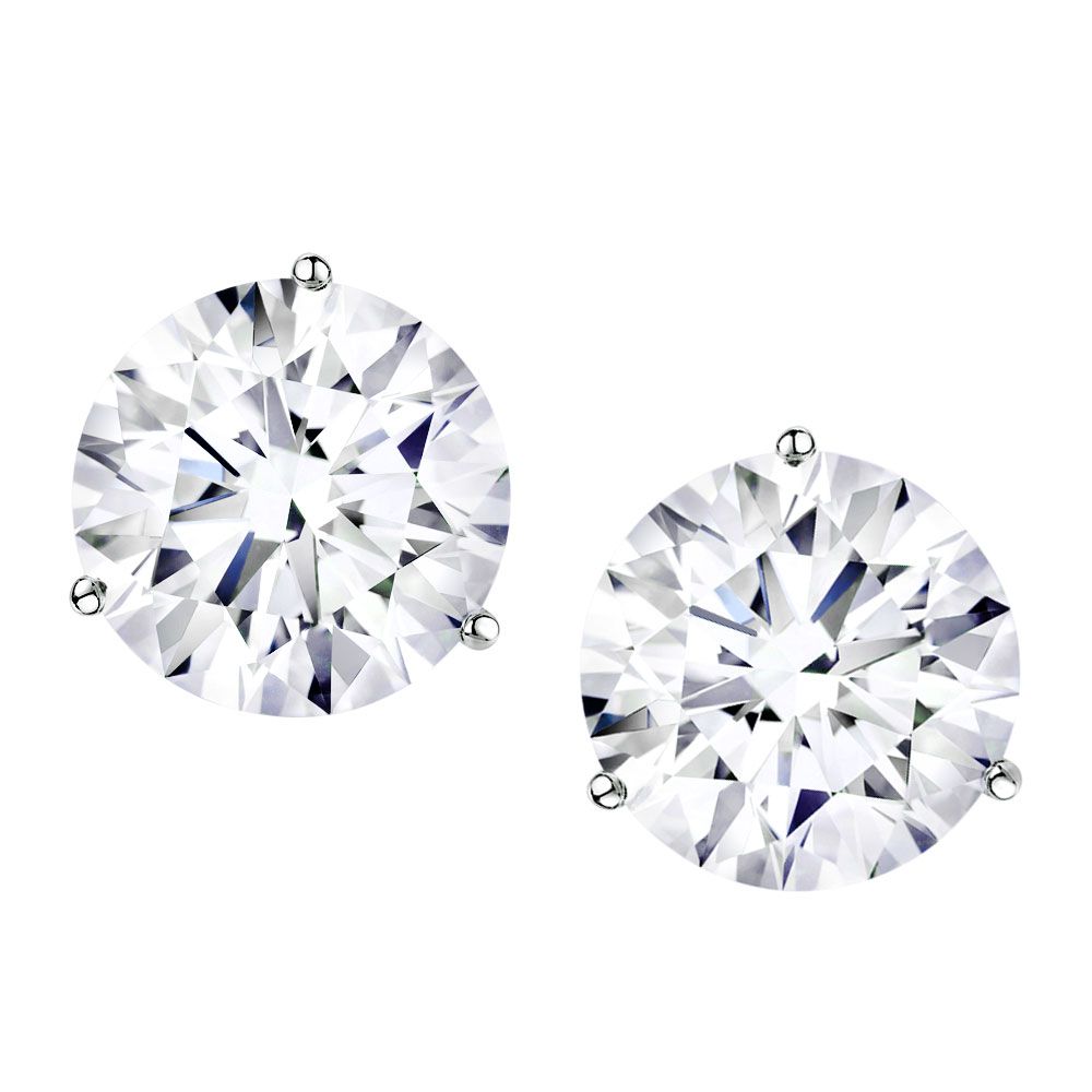 Shop Avi & Co. 14K White Gold Round Solitaire  Diamond Stud Earrings, 10.48CT - Avi & Co. 1