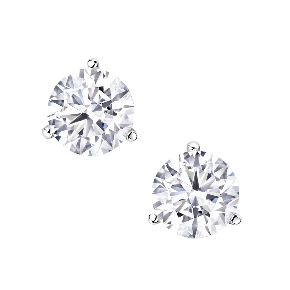 Shop Avi & Co. 14K White Gold Round Solitaire  Diamond Stud Earrings, 4.01CT - Avi & Co. 1
