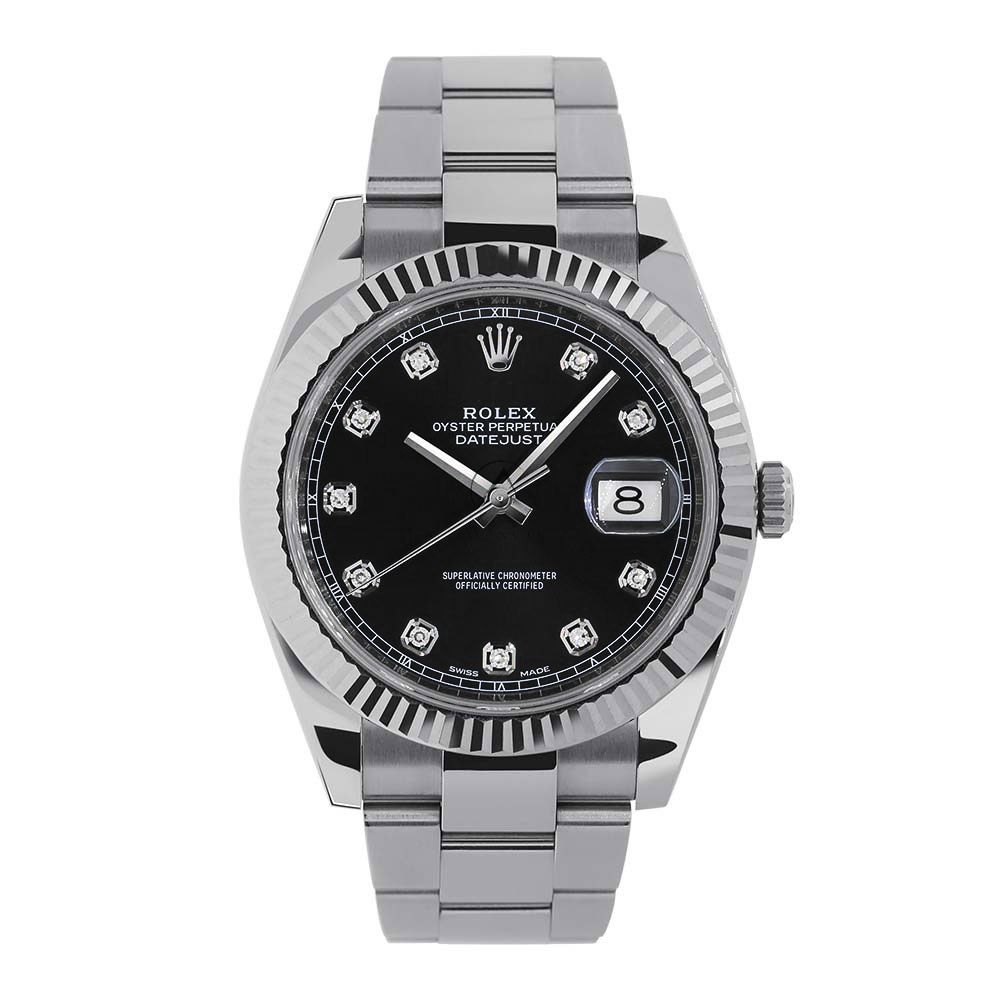 Rolex Datejust 41 Oyster Steel Black Diamond Dial 41mm