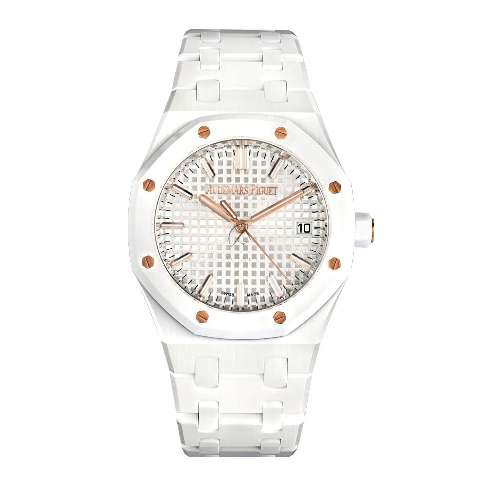 Audemars Piguet Royal Oak 77350CB, White Ceramic, Silver Dial
