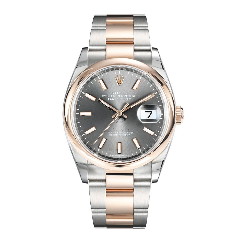 Rolex Datejust 126201 Steel & 18K RG 36mm Grey Roman Dial, 36mm