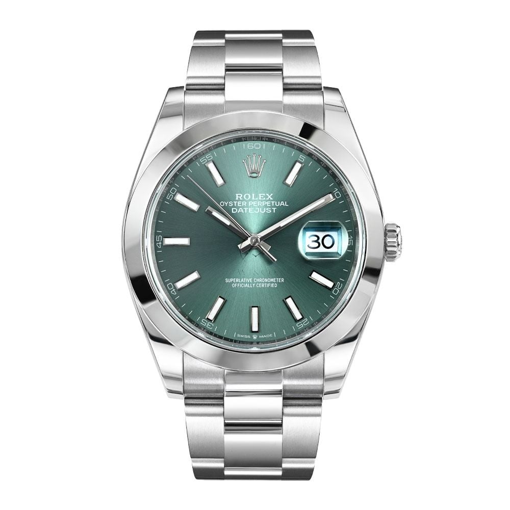 126300, Stainless Steel, Green Index Dial, Oyster Bracelet, 41 mm