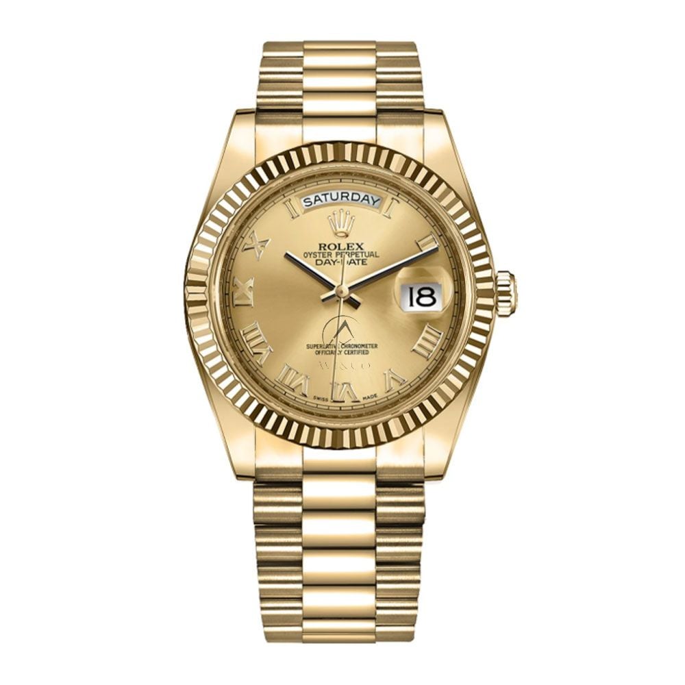 Rolex Day-Date II 218238, 18K Yellow Gold, Champagne Roman Dial